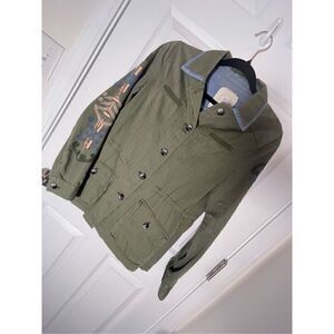 Hei Hei Anthropologie army green embroidered jacket size XS